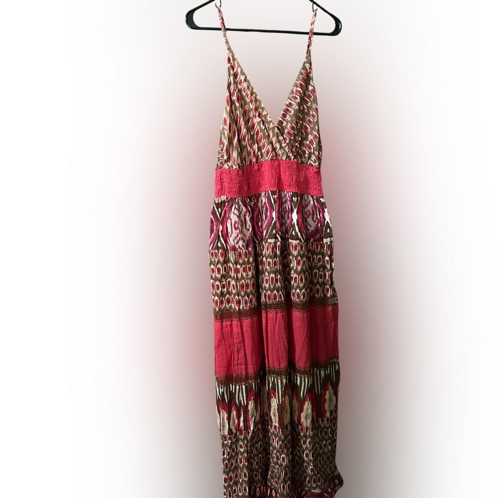 Dots Pink and Brown Maxi Sundress